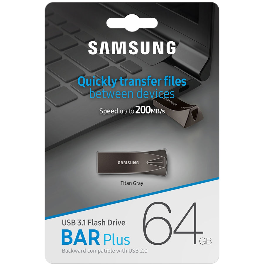 Samsung BAR Plus USB 3.1 Flash Drive 64GB Titan Grey MUF-64BE4/AM