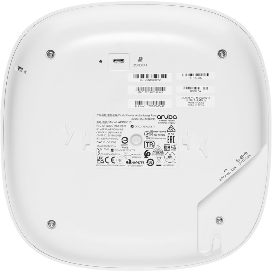 Aruba Instant On AP25 Dual Band 802.11ax 5.30 Gbit/s Wireless Access Point - Indoor R9B30A