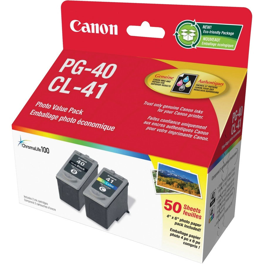 Canon PG-40 Black and CL-41 Tri-color Ink Cartridges 0615B010