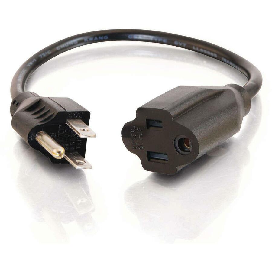 C2G 2ft 16 AWG Outlet Saver Power Extension Cord (NEMA 5-15P to NEMA 5-15R) 29929