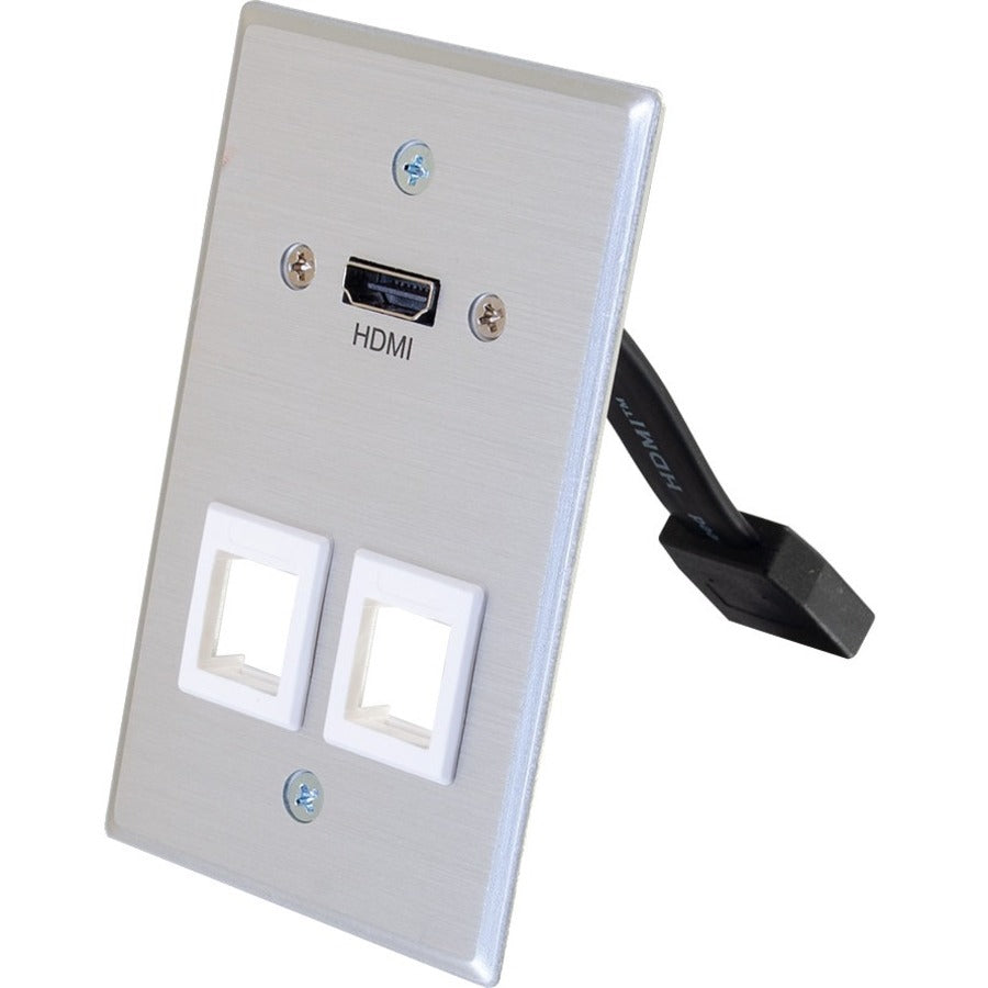 C2G 1-Gang HDMI Pass Through Wall Plate with Two Keystone Jacks - Aluminum 60160