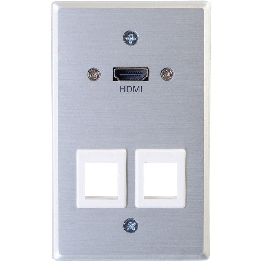 C2G 1-Gang HDMI Pass Through Wall Plate with Two Keystone Jacks - Aluminum 60160