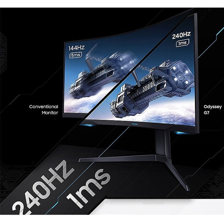 Samsung Odyssey G7 C27G75TQSN 26.9" WQHD Curved Screen Quantum Dot LED Gaming LCD Monitor - 16:9 - Black LC27G75TQSNXZA