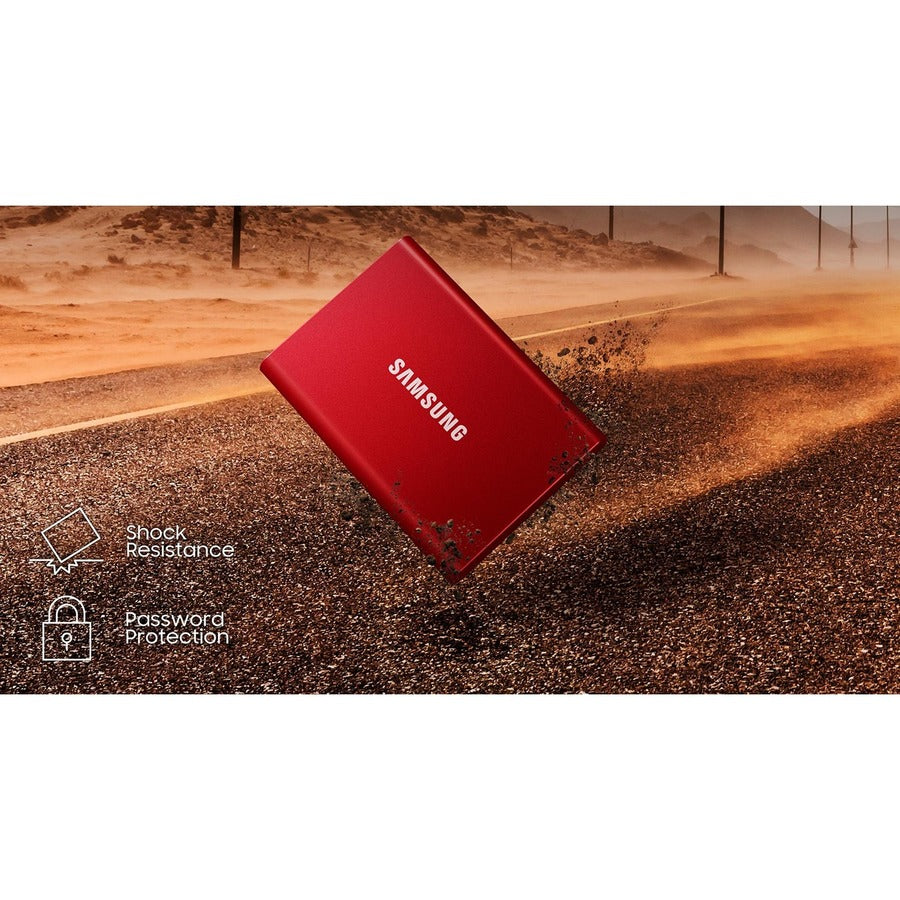 Disque SSD portable Samsung T7 MU-PC1T0R/AM 1 To - Externe - PCI Express NVMe - Rouge métallisé MU-PC1T0R/AM