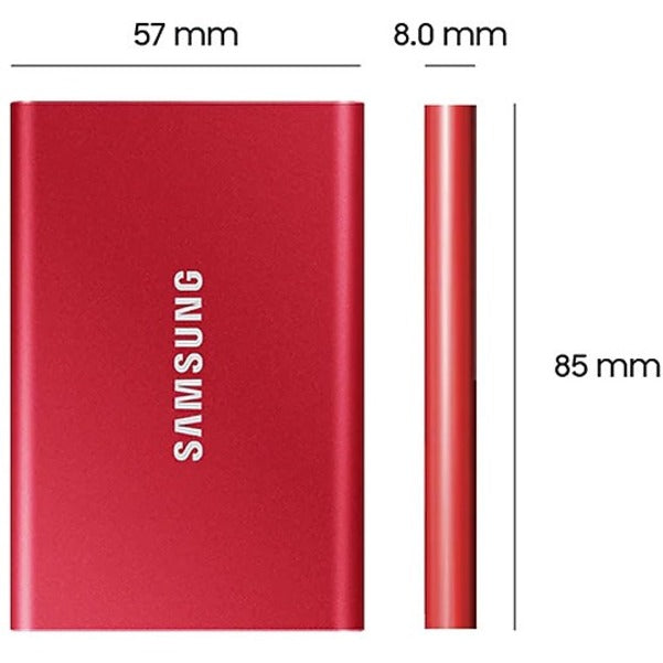 Disque SSD portable Samsung T7 MU-PC1T0R/AM 1 To - Externe - PCI Express NVMe - Rouge métallisé MU-PC1T0R/AM