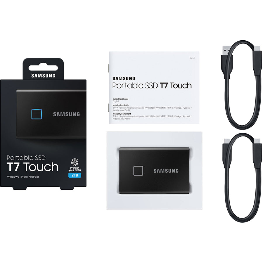 Samsung T7 MU-PC2T0K/WW 2 TB Portable Solid State Drive - External - PCI Express NVMe - Black MU-PC2T0K/WW