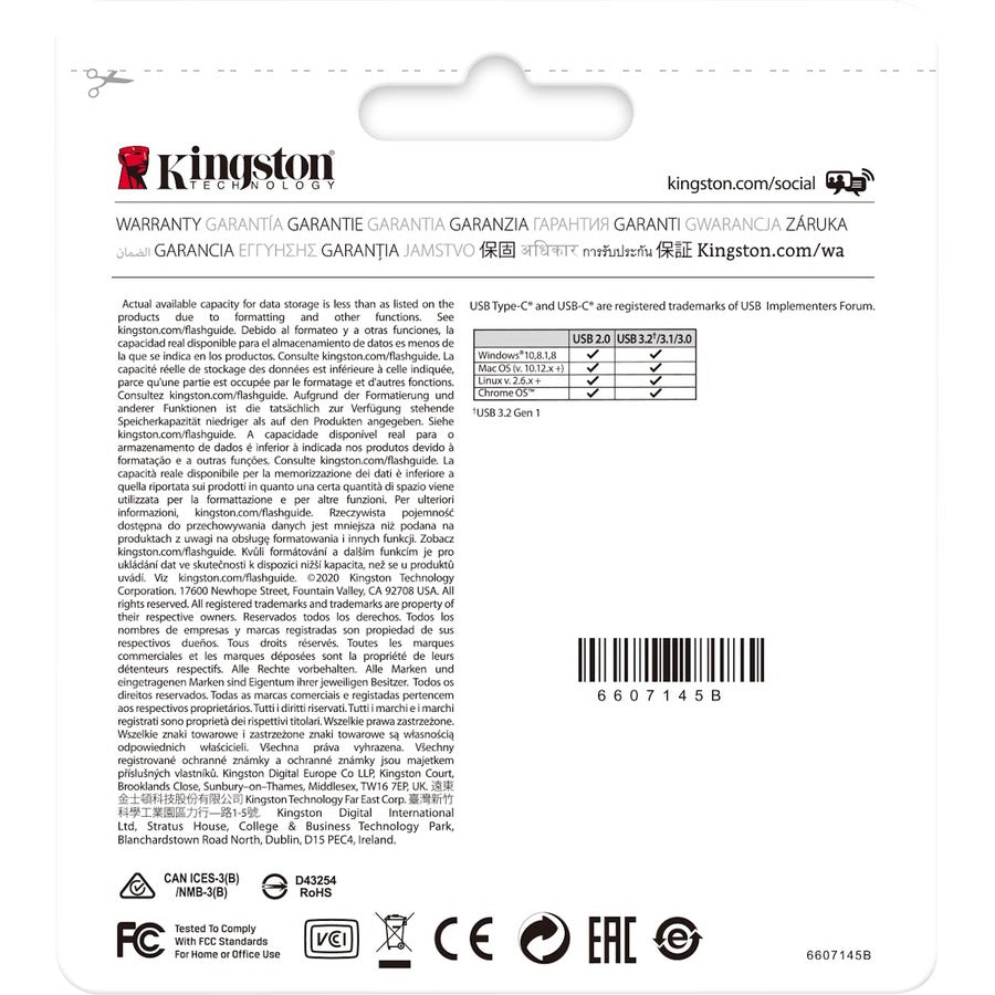 Clé USB Kingston DataTraveler 70 64 Go USB 3.2 (Gen 1) Type C DT70/64GBCR