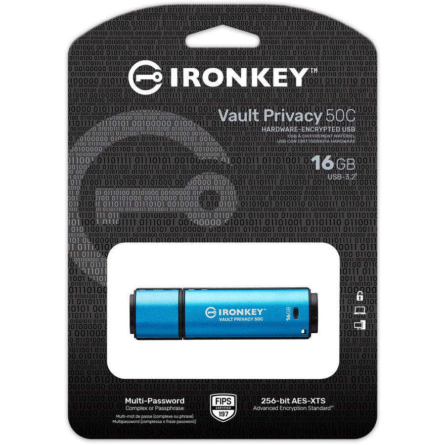 Kingston Vault Privacy 50 Series Clé USB 3.2 (Gen 1) Type C 16 Go IKVP50C/16 Go