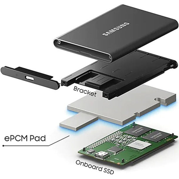 Samsung T7 MU-PC1T0T/AM 1 TB Portable Solid State Drive - External - PCI Express NVMe - Titan Gray MU-PC1T0T/AM