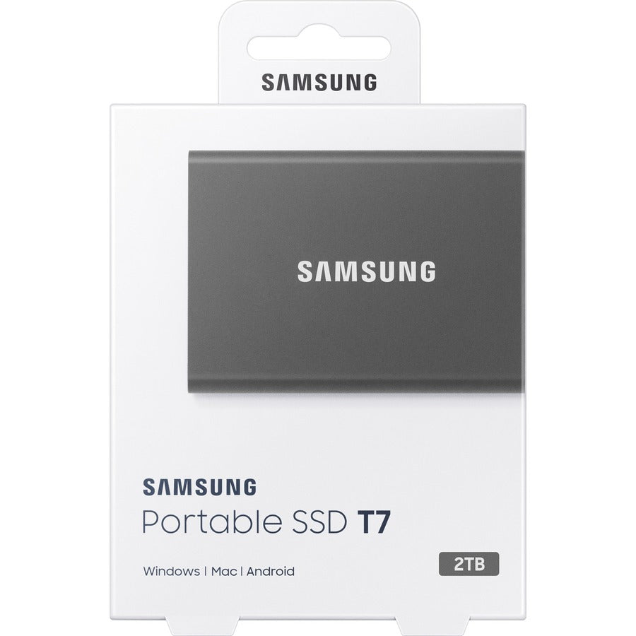 Disque SSD portable Samsung T7 MU-PC2T0T/AM 2 To - Externe - PCI Express NVMe - Gris Titane MU-PC2T0T/AM