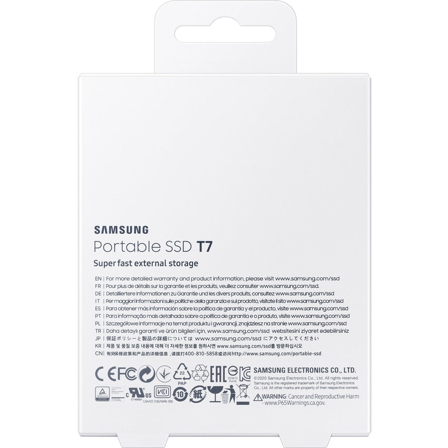 Disque SSD portable Samsung T7 MU-PC2T0T/AM 2 To - Externe - PCI Express NVMe - Gris Titane MU-PC2T0T/AM