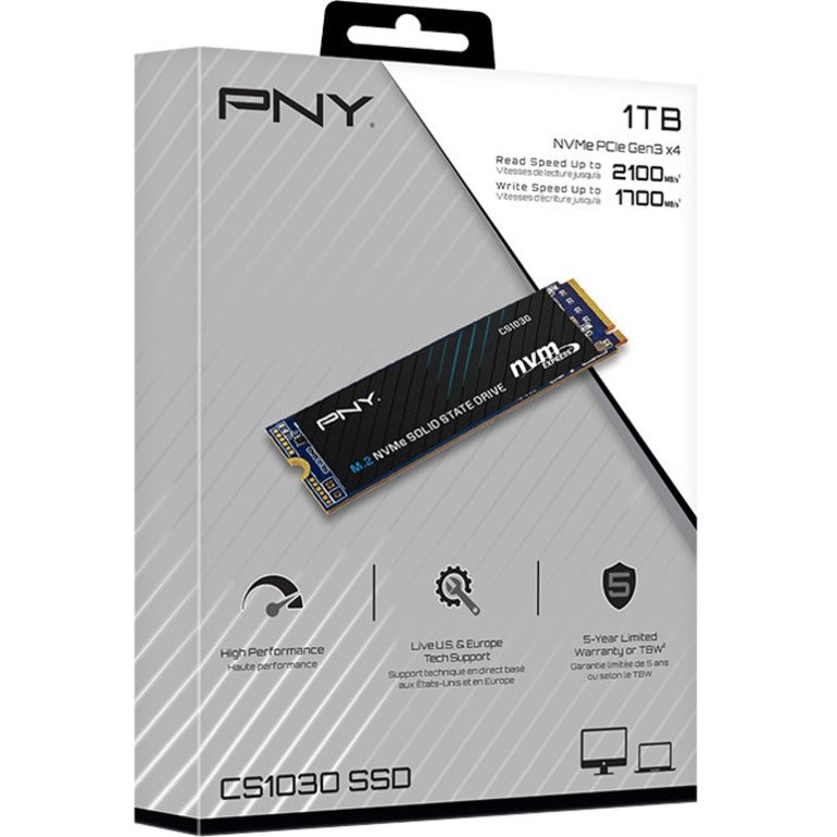 PNY CS1030 1 TB Solid State Drive - M.2 2280 Internal - PCI Express NVMe (PCI Express NVMe 3.0 x4) M280CS1030-1TB-RB