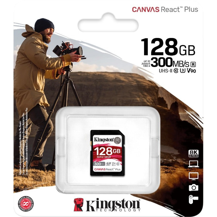 Kingston Canvas React Plus 128 GB Class 10/UHS-II (U3) V90 SDXC SDR2/128GB