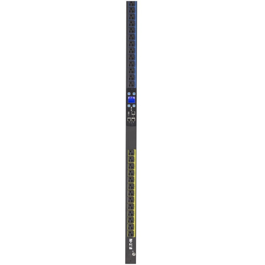 Eaton Metered Input rack PDU, 0U, L21-30P input, 8.64 kW max, 120/208V, 24A, 10 ft cord, Three-phase, Outlets: (24) 5-20R EMI344-10