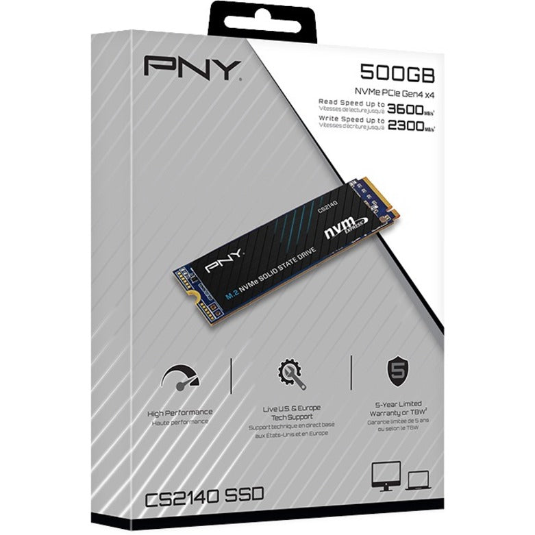 Disque SSD PNY CS2140 500 Go - M.2 2280 interne - PCI Express NVMe (PCI Express NVMe 4.0 x4) M280CS2140-500-RB