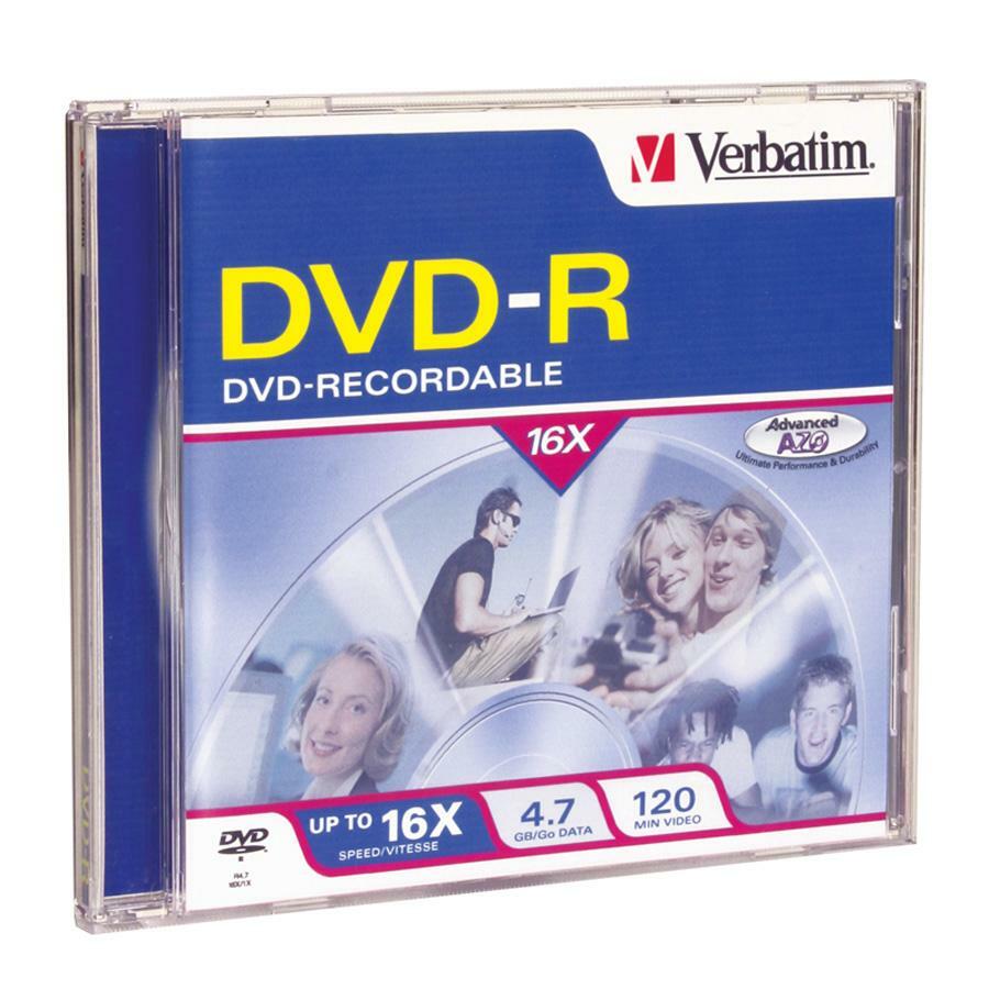 Verbatim DVD-R 4.7GB 16X with Branded Surface - 1pk Jewel Case 95051