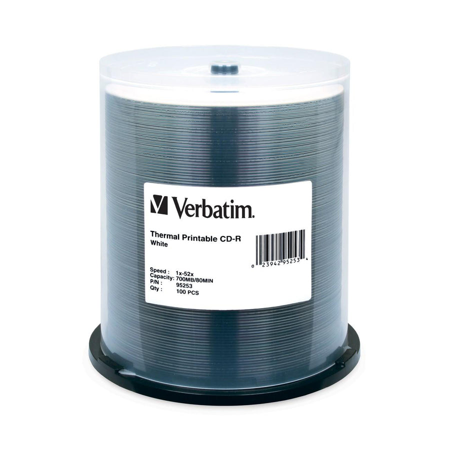 Verbatim CD-R 700MB 52X White Thermal Printable - 100pk Spindle 95253
