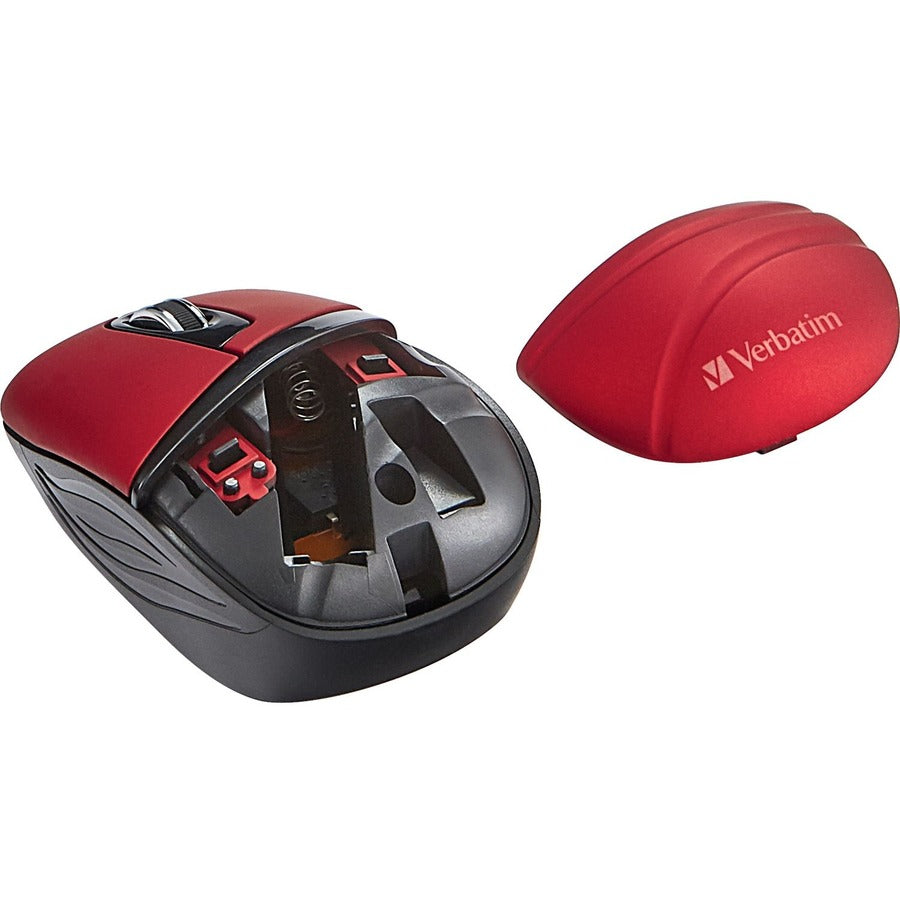 Verbatim Wireless Mini Travel Mouse, Commuter Series - Red 70706