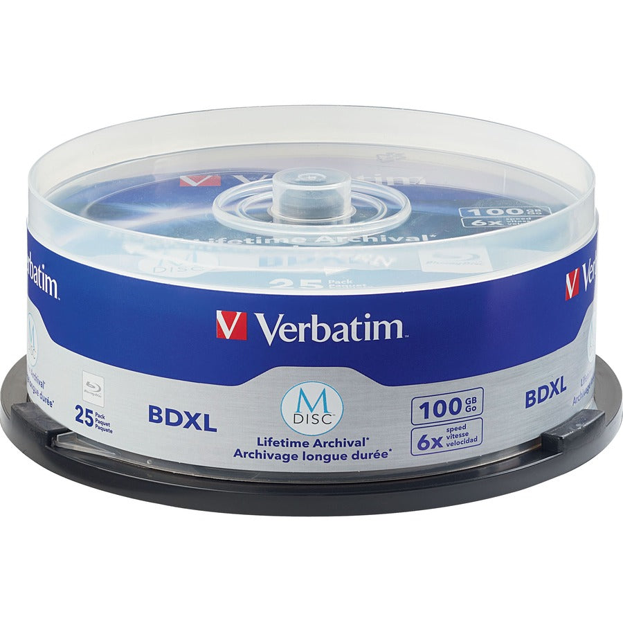 Verbatim Blu-ray Recordable Media - BDXL - 6x - 100 GB - 25 Pack Spindle 98914