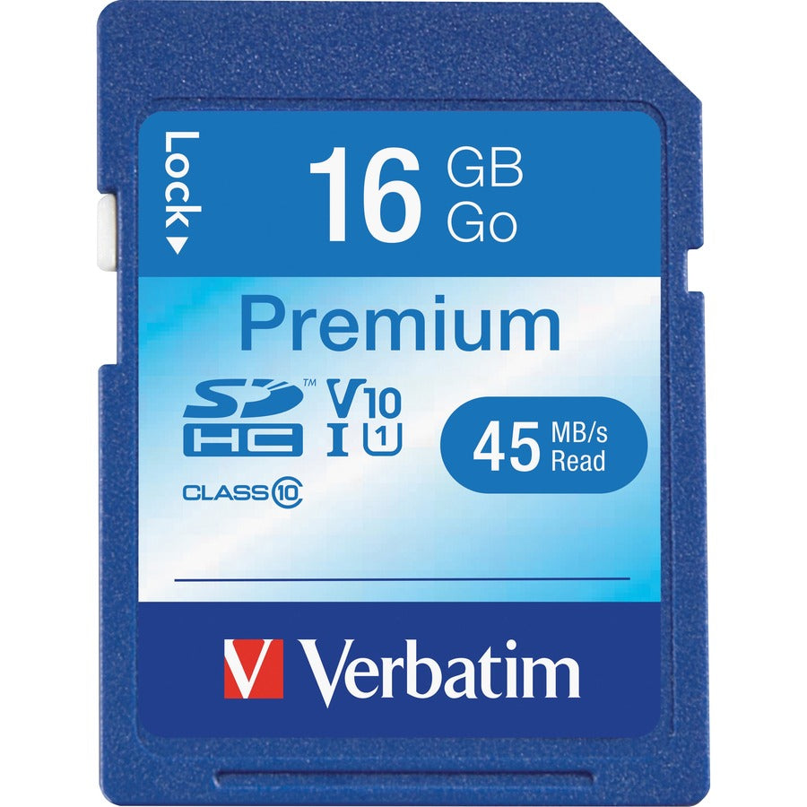 Carte mémoire SDHC Premium Verbatim 16 Go, UHS-I V10 U1 classe 10 96808