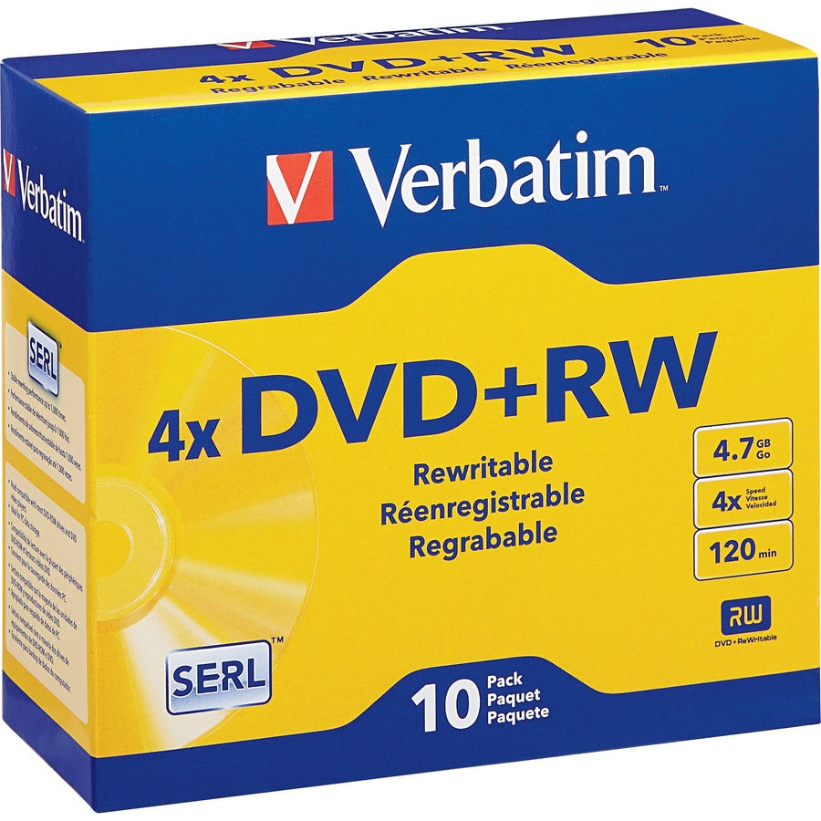 Support DVD réinscriptible Verbatim DataLifePlus 94839 - DVD+RW - 4x - 4,70 Go - Paquet de 10 étuis minces 94839