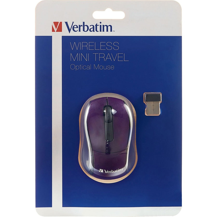 Verbatim Wireless Mini Travel Optical Mouse - Purple 97473