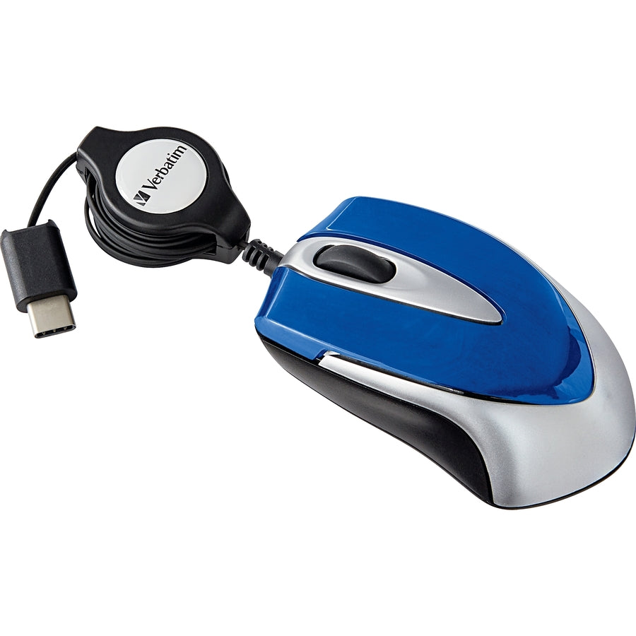 Mini souris optique de voyage Verbatim USB-C - Bleu 70237