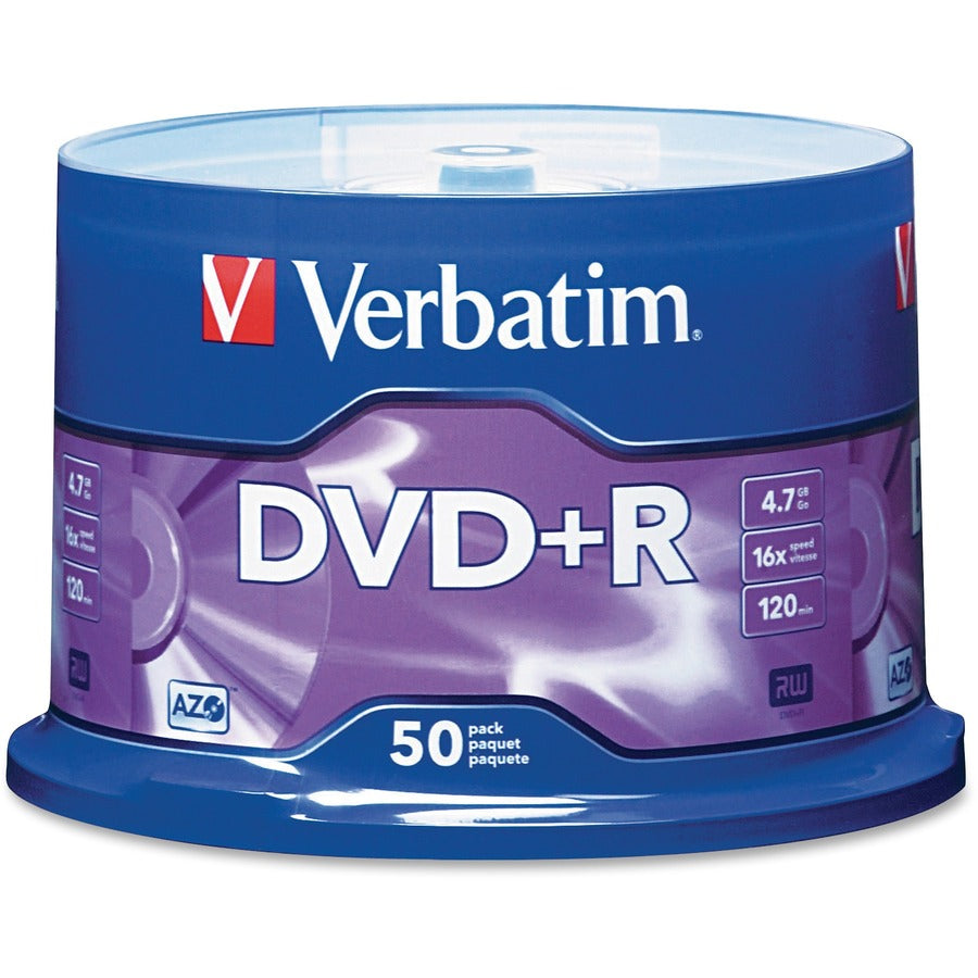 Verbatim AZO DVD+R 4,7 Go 16X avec surface de marque - Broche 50pk 95037