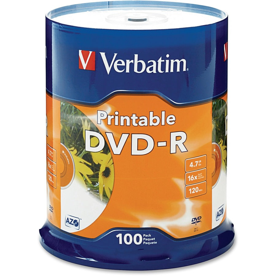 Verbatim DVD Recordable Media - DVD-R - 16x - 4.70 GB - 100 Pack 95153