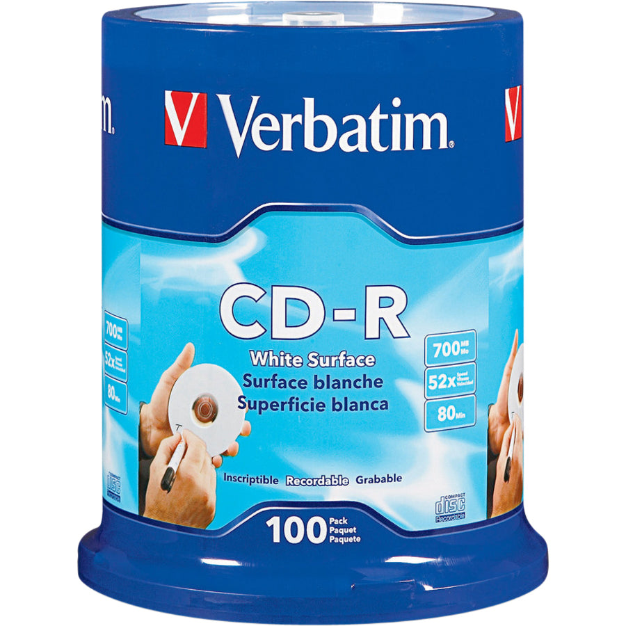 Support enregistrable sur CD Verbatim - CD-R - 52x - 700 Mo - Broche de paquet de 400 94712-4X100PK