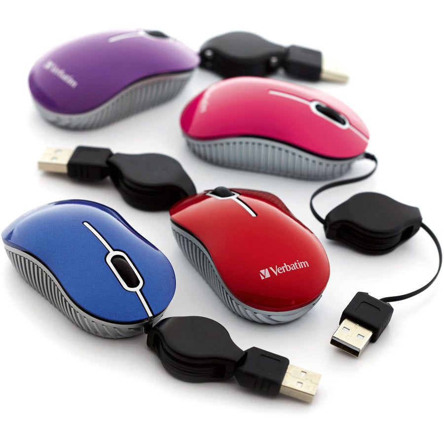 Mini souris optique de voyage Verbatim, série Commuter - Rouge 98619