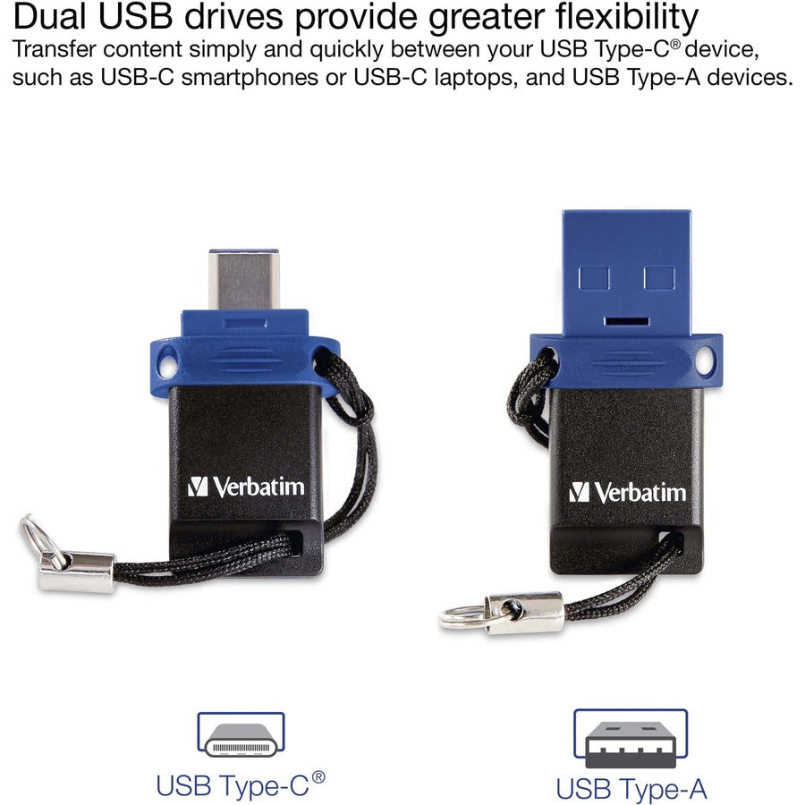 Clé USB 3.0 double Store 'n' Go Verbatim 32 Go pour appareils USB-C - Bleu 99154