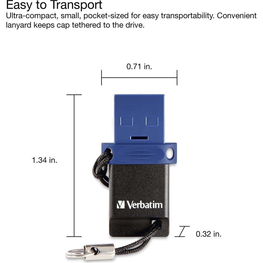 Clé USB 3.0 double Store 'n' Go Verbatim 32 Go pour appareils USB-C - Bleu 99154