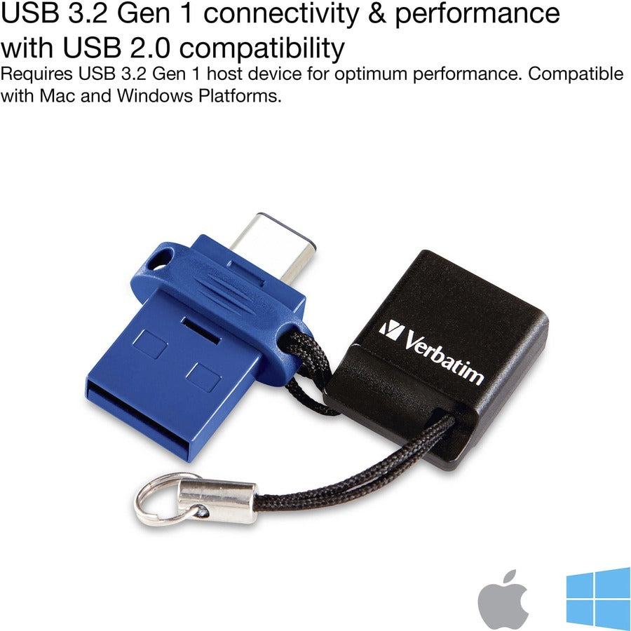 Clé USB 3.0 double Store 'n' Go Verbatim 32 Go pour appareils USB-C - Bleu 99154