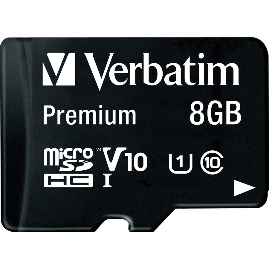 Verbatim 8GB Premium microSDHC Memory Card with Adapter, UHS-I V10 U1 Class 10 44081