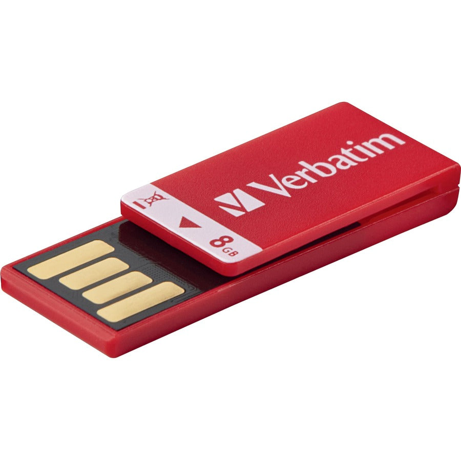 Verbatim 8GB Clip-It USB Flash Drive - 3pk - Black, White, Red 98674