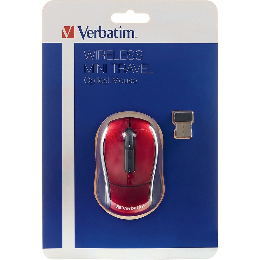 Verbatim Wireless Mini Travel Optical Mouse - Red 97540