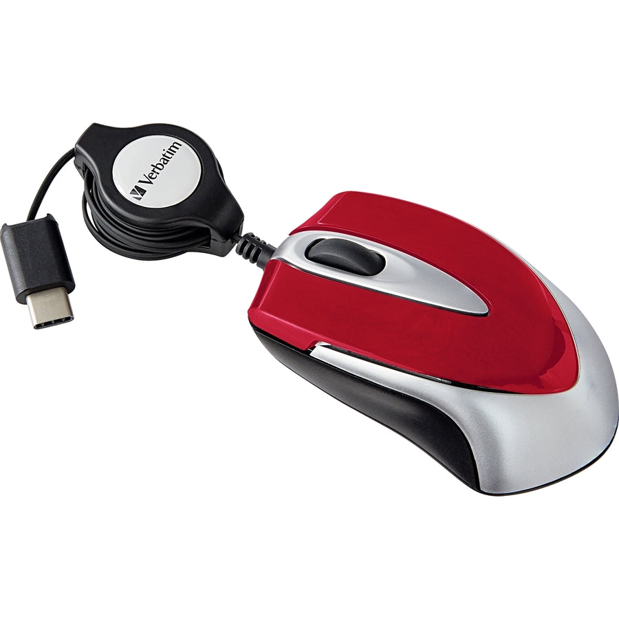 Mini souris optique de voyage USB-C Verbatim - Rouge 70236