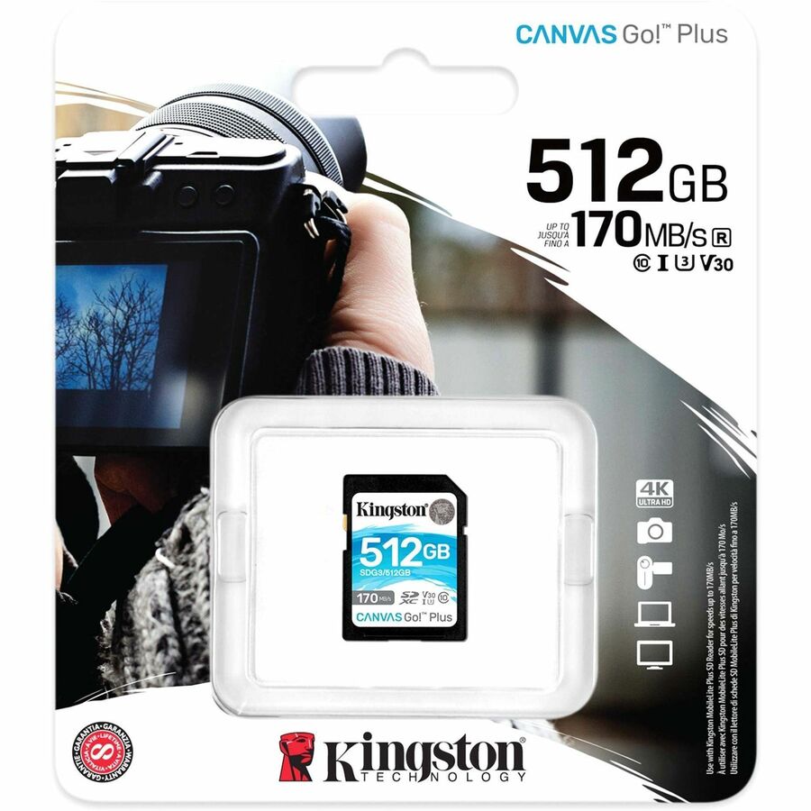 Kingston Canvas Go! Plus 512 GB Class 10/UHS-I (U3) V30 SDXC SDG3/512GBCR