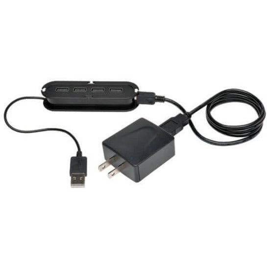 Tripp Lite Hub ultra-mini haute vitesse USB 2.0 à 4 ports avec adaptateur secteur U222-004-R