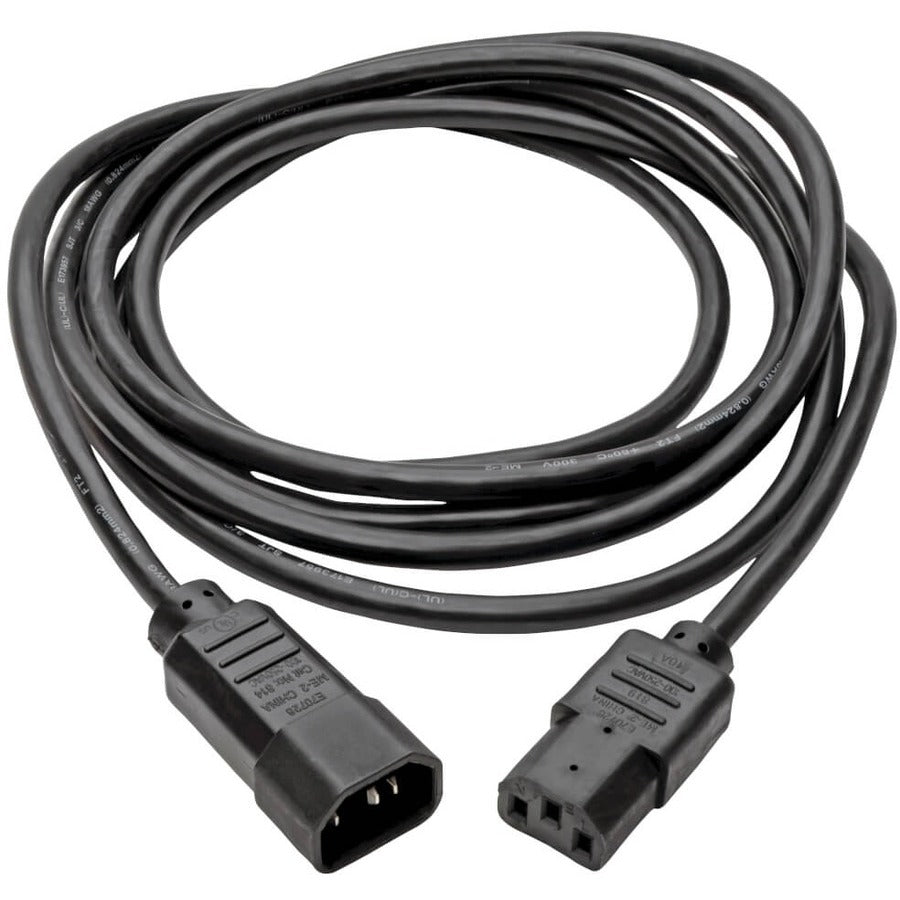 Tripp Lite 10ft Computer Power Cord Extension Cable C14 to C13 10A 18AWG 10' P004-010