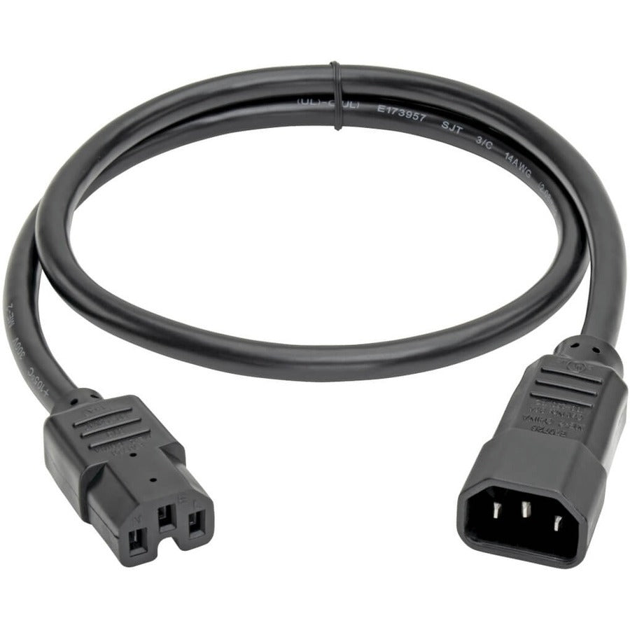 Tripp Lite 3ft Computer Power Cord Cable C14 to C15 Heavy Duty 16A 14AWG 3' P018-003