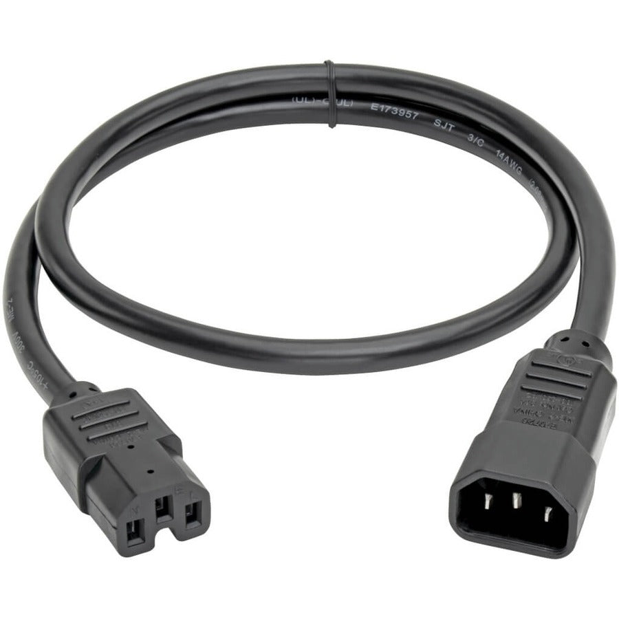 Câble d'alimentation pour ordinateur Tripp Lite 3 pieds C14 à C15 robuste 16A 14AWG 3' P018-003