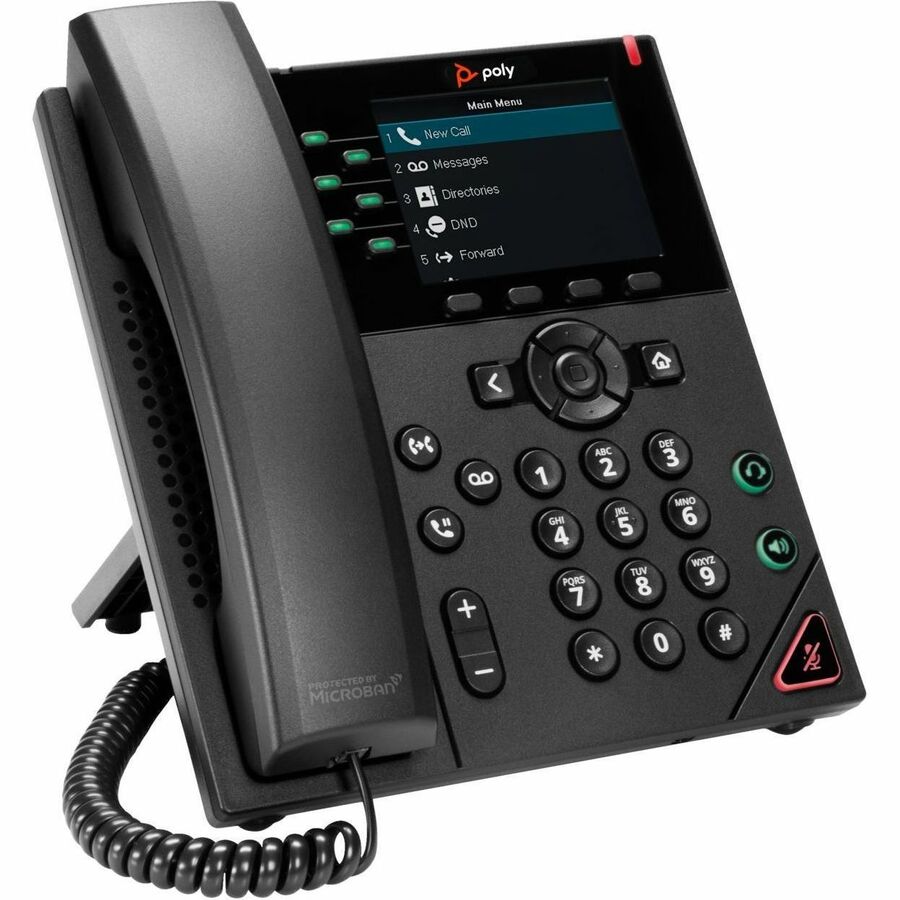 Poly VVX 350 IP Phone - Corded - Corded - Desktop, Wall Mountable - Black 89B69AA#ABA