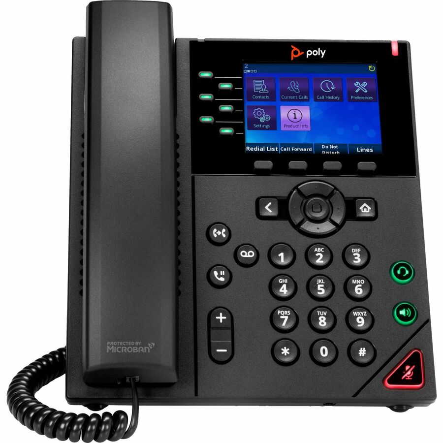 Poly OBi VVX 350 IP Phone - Corded - Corded - Desktop, Wall Mountable - Black 89K70AA#ABA