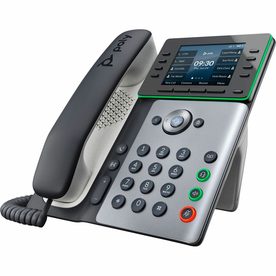 Poly Edge E350 IP Phone - Corded - Corded/Cordless - Wi-Fi, Bluetooth - Desktop, Wall Mountable - Black 89B53AA#ABA