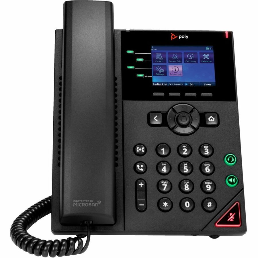 Poly OBi VVX 250 IP Phone - Corded - Corded - Desktop, Wall Mountable - Black 89K69AA#ABA