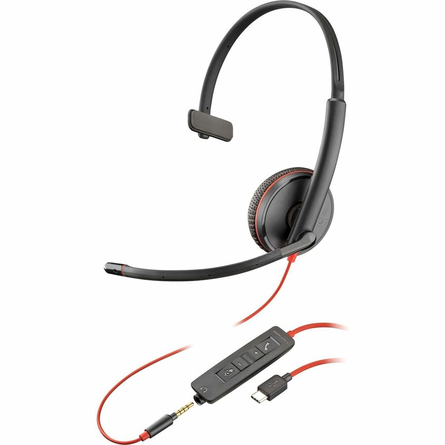 Casque monaural Poly Blackwire C3215 + étui de transport TAA (Qté en vrac 50) 8M3X8AA#ABA