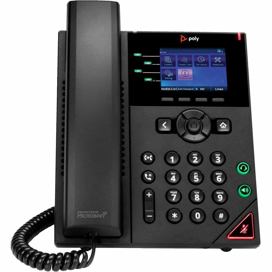 Poly VVX 250 IP Phone - Corded - Corded - Desktop, Wall Mountable - Black 89B58AA