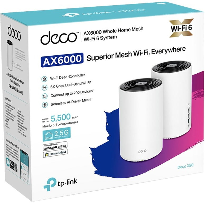 TP-Link Deco X80 Wi-Fi 6 IEEE 802.11 a/b/g/n/ac/ax Routeur sans fil Ethernet DECO X80 (PACK DE 2)